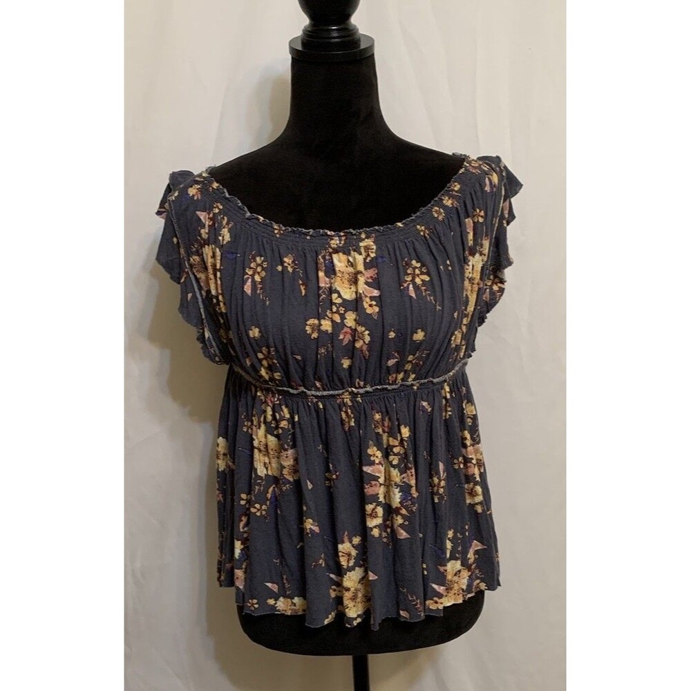 We The Free Size Medium Top Floral Off Shoulder Boho Hippie Gypsy